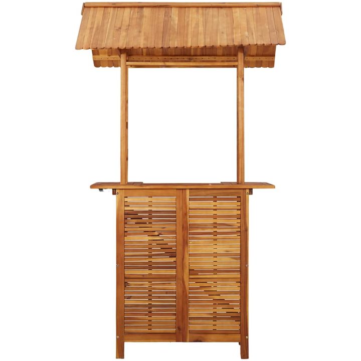 Barbord för trädgården med tak 113x106x217 cm massivt akaciaträ vidaXL – bild 4