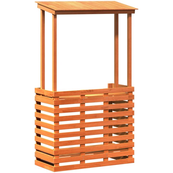 Barbord för trädgården med tak vaxad brun vidaXL 112,5 x 57 x 195,5 cm – bild 2