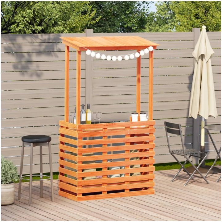 Barbord för trädgården med tak vaxad brun vidaXL 112,5 x 57 x 195,5 cm – bild 3