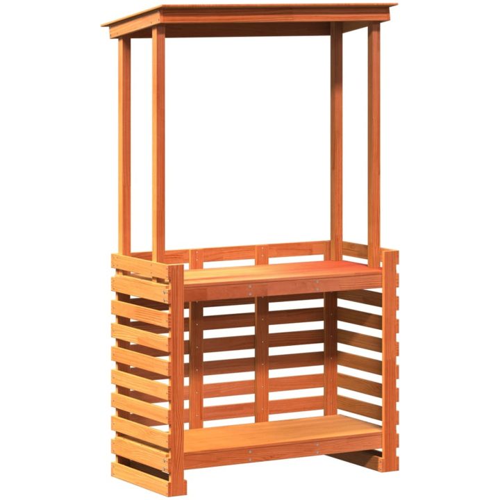 Barbord för trädgården med tak vaxad brun vidaXL 112,5 x 57 x 195,5 cm – bild 6