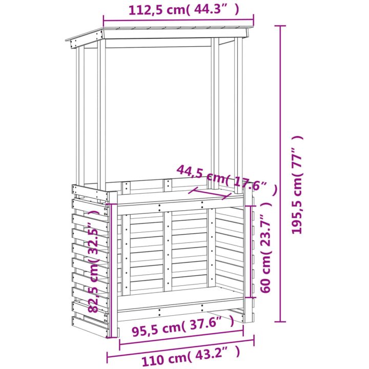 Barbord för trädgården med tak vaxad brun vidaXL 112,5 x 57 x 195,5 cm – bild 9
