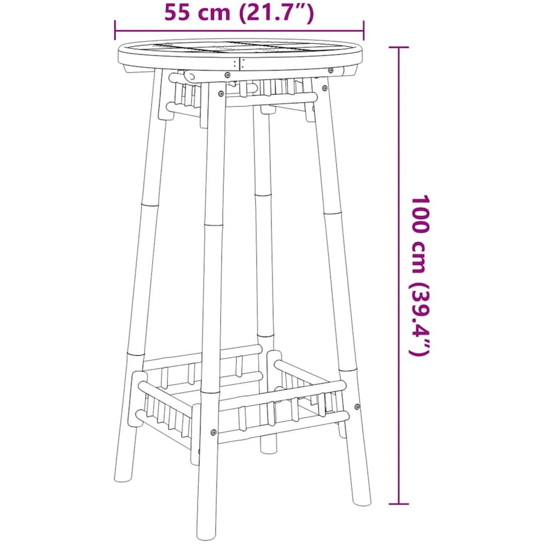 Barbord för utomhusbruk runt ⌀55x100 cm bambu vidaXL – bild 11