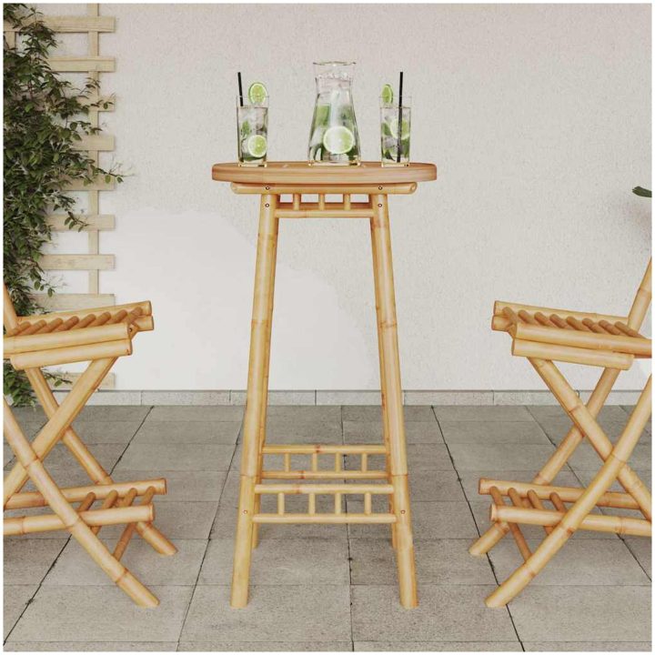 Barbord för utomhusbruk runt ⌀55x100 cm bambu vidaXL – bild 3