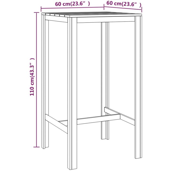Barbord impregnerad furu vidaXL 60 x 60 x 110 cm – bild 5