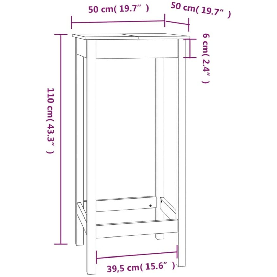 Barbord massiv furu vidaXL 50 x 50 x 110 cm – bild 8