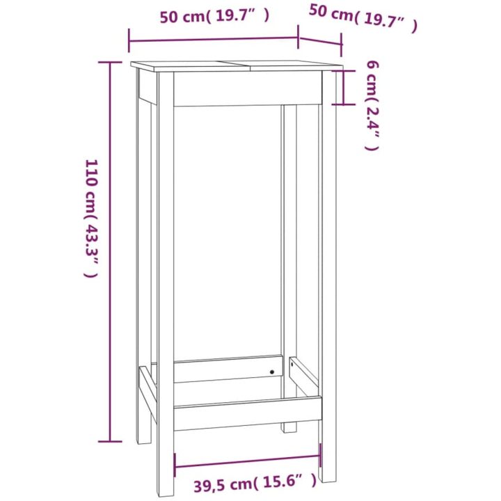 Barbord massiv furu vidaXL 50 x 50 x 110 cm – bild 8