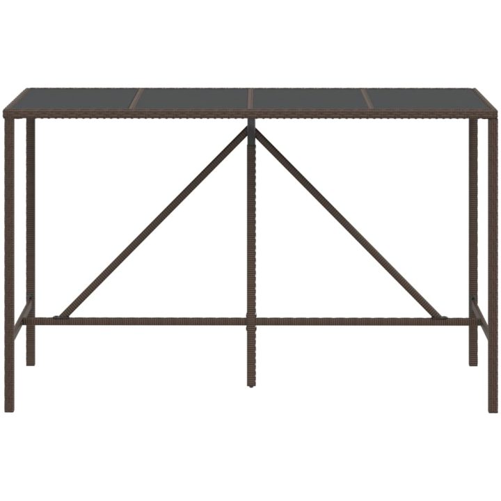 Barbord med glasskiva brun konstrotting vidaXL 180 x 70 x 110 cm – bild 3