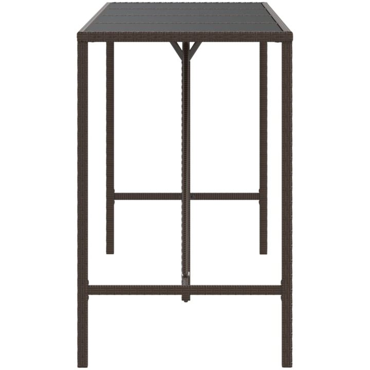 Barbord med glasskiva brun konstrotting vidaXL 180 x 70 x 110 cm – bild 4