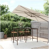 Barbord med glasskiva brun konstrotting vidaXL