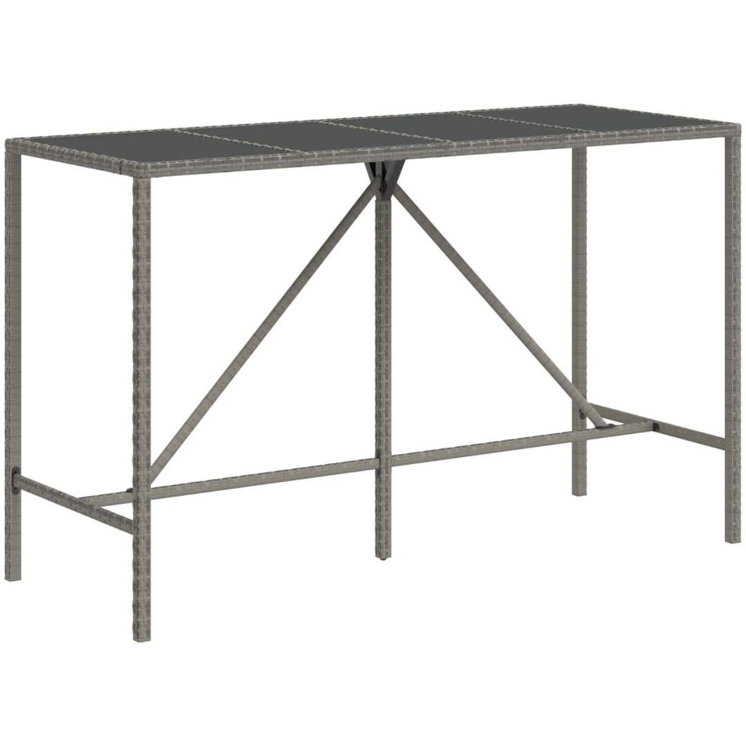 Barbord med glasskiva grå konstrotting vidaXL 180 x 70 x 110 cm – bild 2