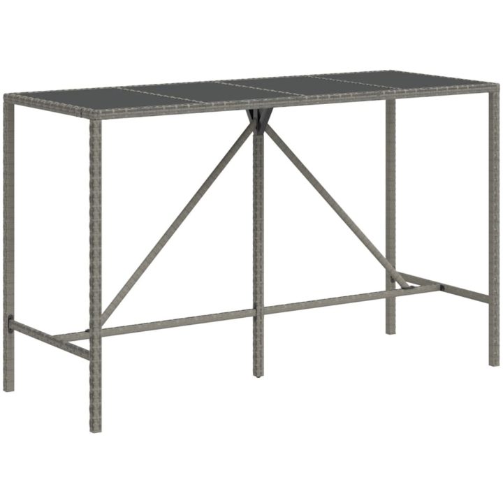 Barbord med glasskiva grå konstrotting vidaXL 180 x 70 x 110 cm – bild 2