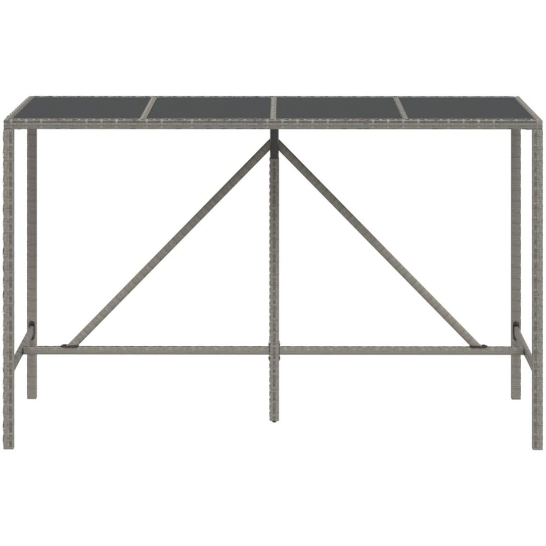 Barbord med glasskiva grå konstrotting vidaXL 180 x 70 x 110 cm – bild 3