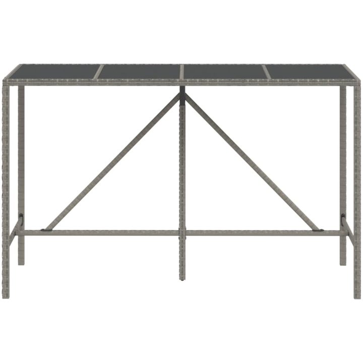 Barbord med glasskiva grå konstrotting vidaXL 180 x 70 x 110 cm – bild 3
