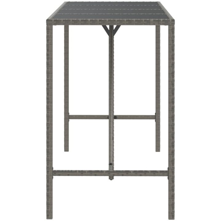 Barbord med glasskiva grå konstrotting vidaXL 180 x 70 x 110 cm – bild 4