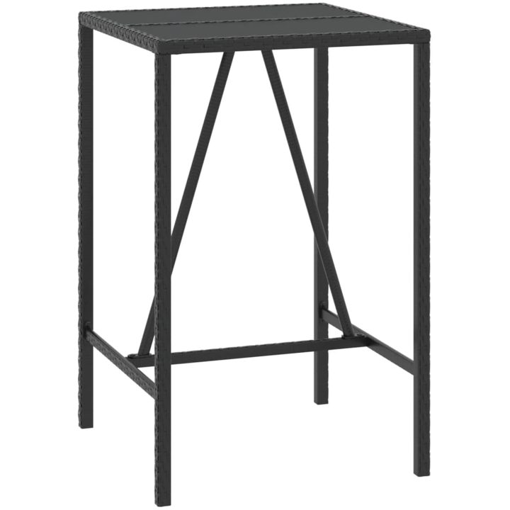Barbord med glasskiva svart konstrotting vidaXL 70 x 70 x 110 cm – bild 2