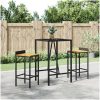 Barbord med glasskiva svart konstrotting vidaXL 70 x 70 x 110 cm – miniatyr 1