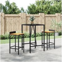 Barbord med glasskiva svart konstrotting vidaXL