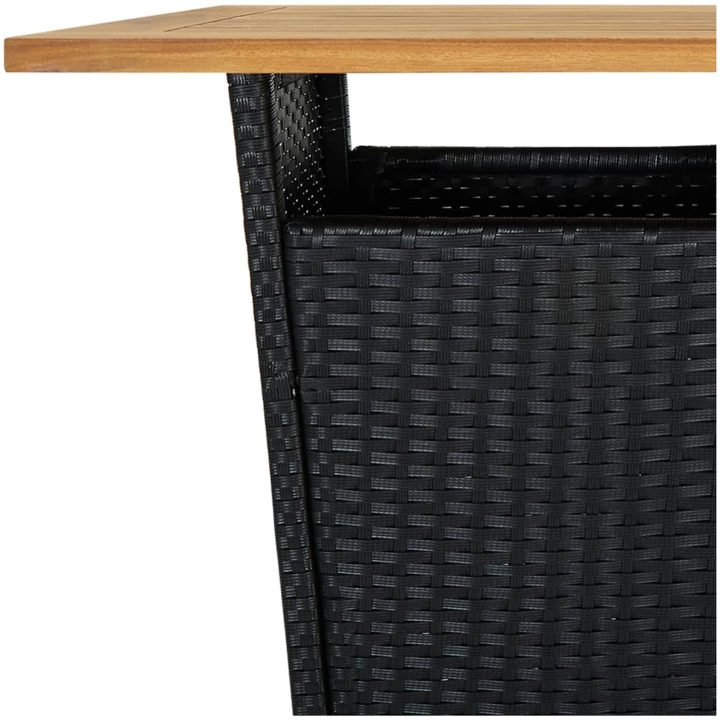 Barbord svart konstrotting och massivt akaciaträ vidaXL 60 x 60 x 110 cm – bild 5