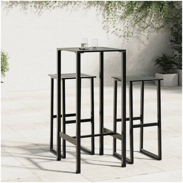 Barbord svart pulverlackerat stål vidaXL 50 x 50 x 110 cm – bild 3