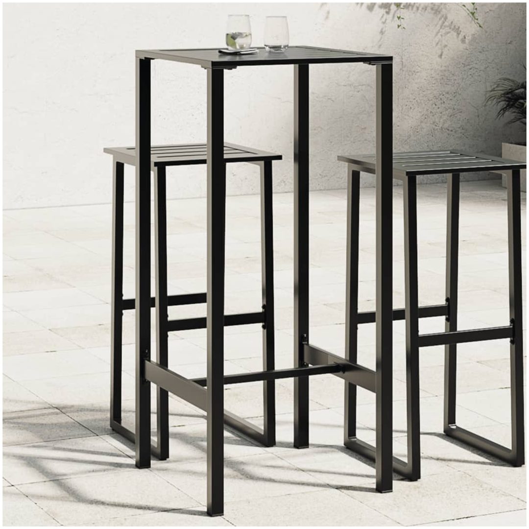 Barbord svart pulverlackerat stål vidaXL 50 x 50 x 110 cm