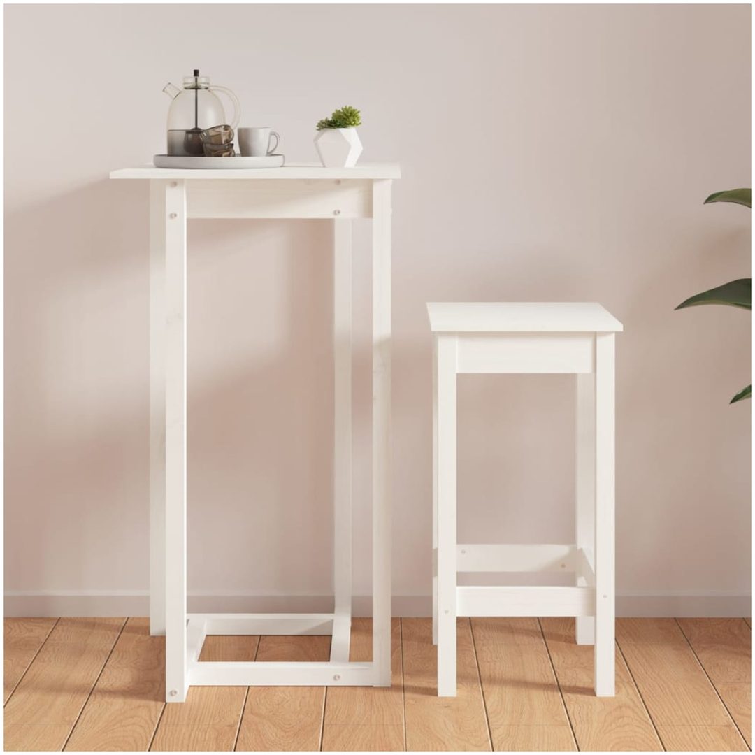 Barbord vit massiv furu vidaXL 60 x 60 x 110 cm – bild 4