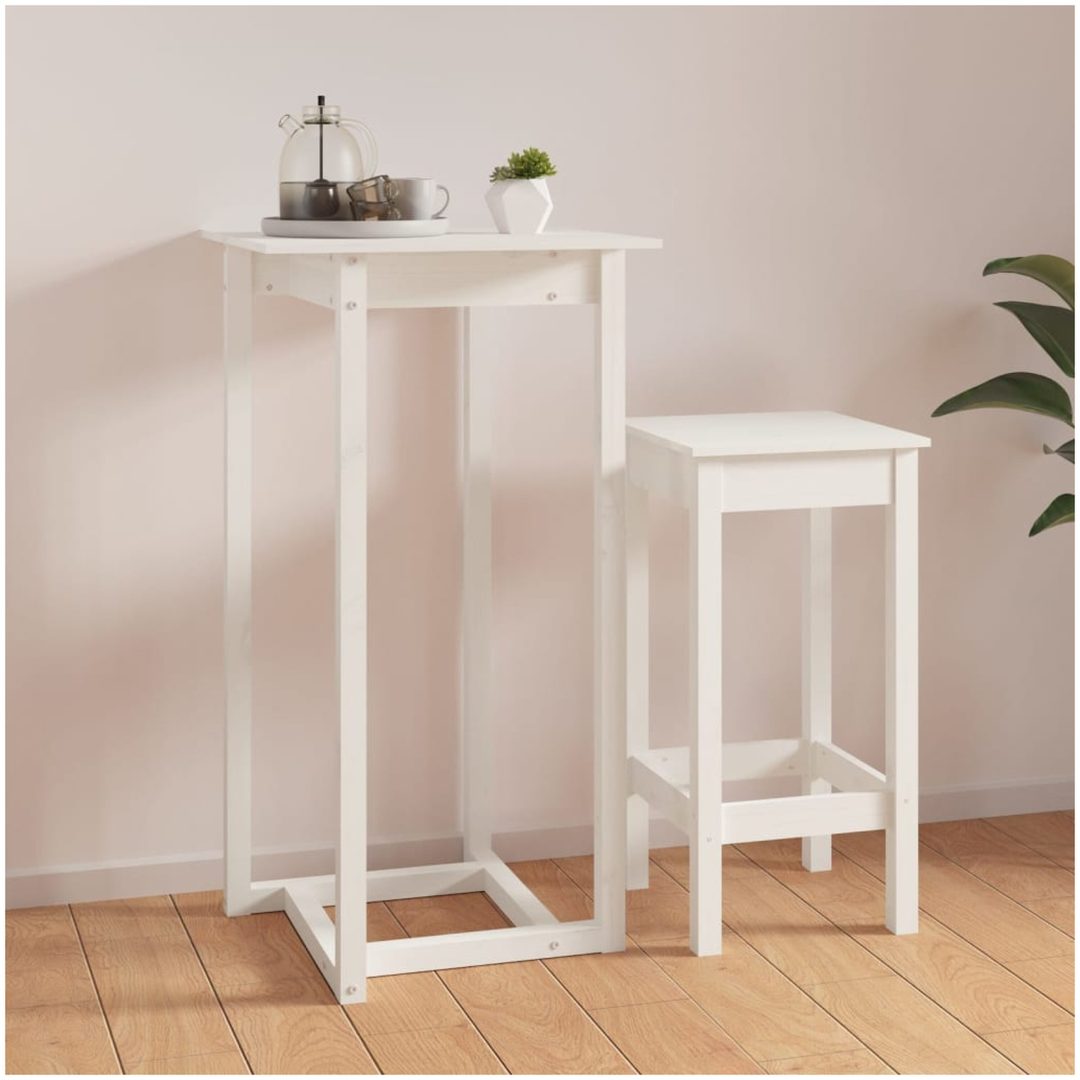 Barbord vit massiv furu vidaXL 60 x 60 x 110 cm
