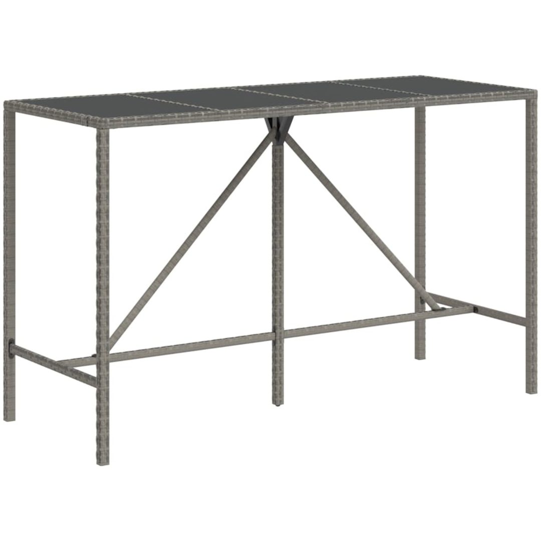 Bargrupp för trädgård 11 delar grå konstrotting & akacia vidaXL 180 cm table length – bild 5