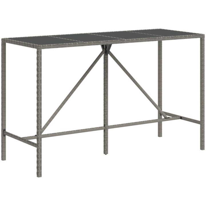 Bargrupp för trädgård 11 delar grå konstrotting & akacia vidaXL 180 cm table length – bild 5
