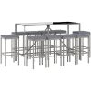 Bargrupp för trädgård 11 delar med dynor grå konstrottning vidaXL 180 cm table length – miniatyr 3