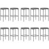 Bargrupp för trädgård 11 delar med dynor grå konstrottning vidaXL 180 cm table length – miniatyr 4
