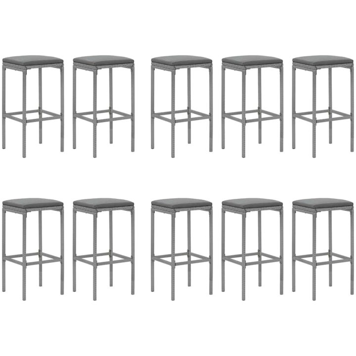 Bargrupp för trädgård 11 delar med dynor grå konstrottning vidaXL 180 cm table length – bild 4