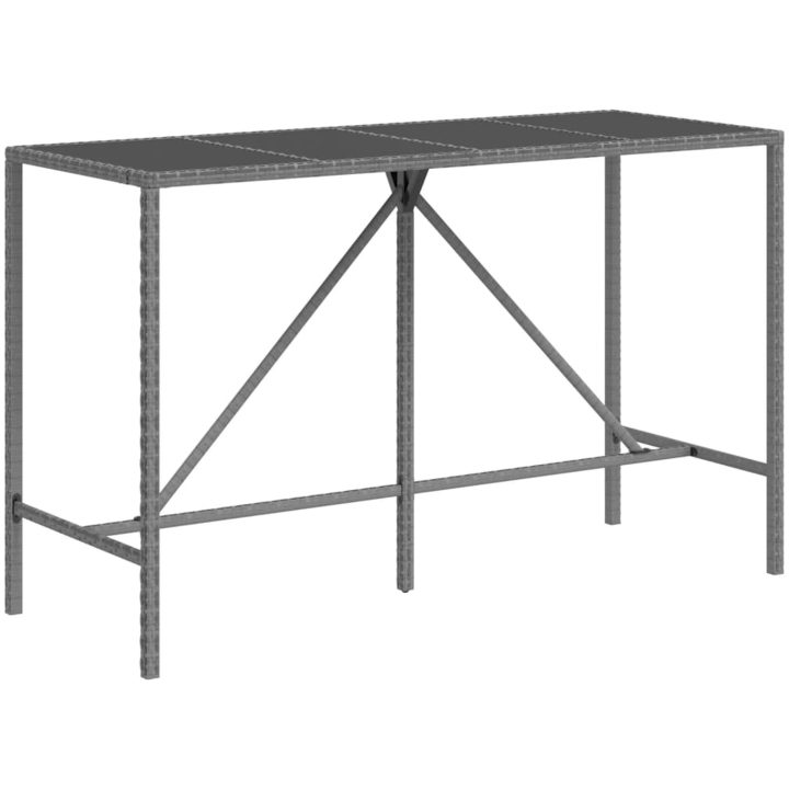 Bargrupp för trädgård 11 delar med dynor grå konstrottning vidaXL 180 cm table length – bild 6