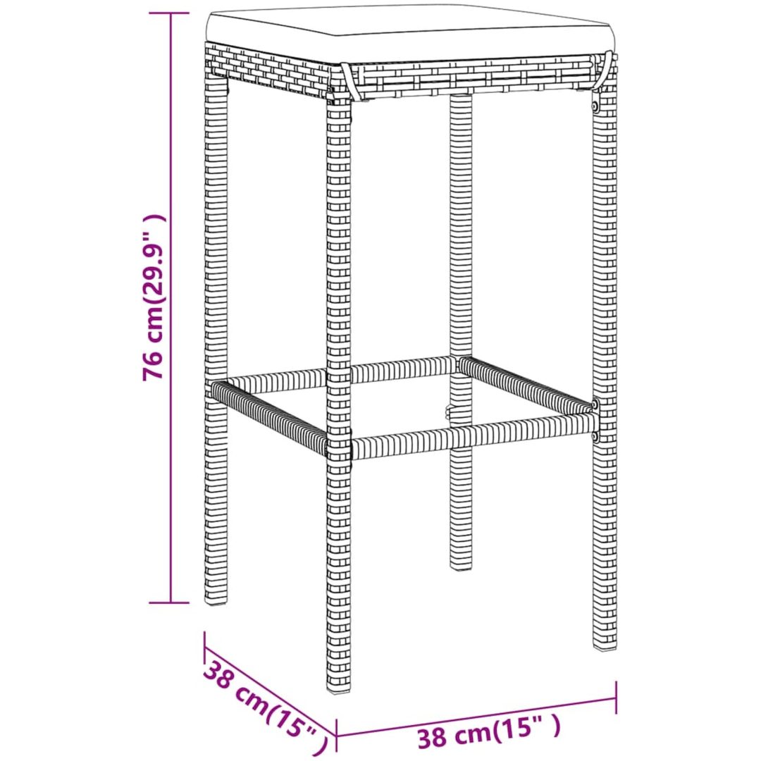 Bargrupp för trädgård 11 delar med dynor grå konstrottning vidaXL 180 cm table length – bild 8