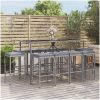 Bargrupp för trädgård 11 delar med dynor grå konstrottning vidaXL 180 cm table length – miniatyr 1