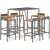 Bargrupp för trädgård 7 delar grå konstrotting & akacia vidaXL 110 cm table length – miniatyr 2