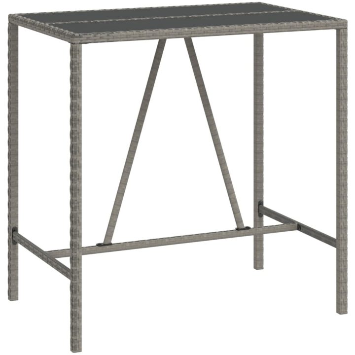 Bargrupp för trädgård 7 delar grå konstrotting & akacia vidaXL 110 cm table length – bild 5