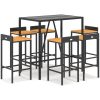 Bargrupp för trädgård 7 delar svart konstrotting & akacia vidaXL 110 cm table length – miniatyr 2