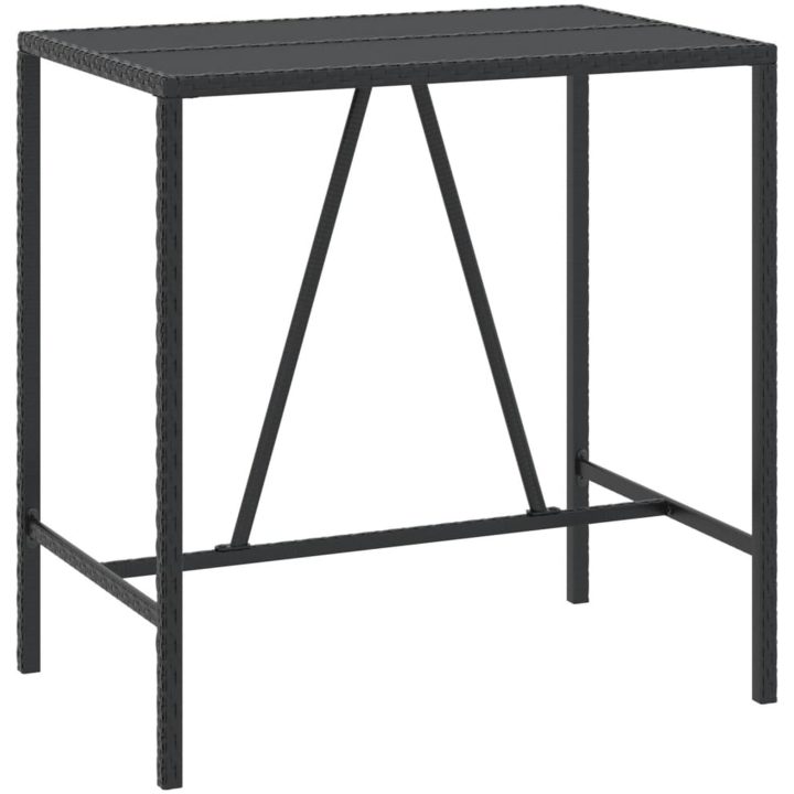 Bargrupp för trädgård 7 delar svart konstrotting & akacia vidaXL 110 cm table length – bild 5