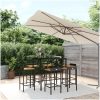 Bargrupp för trädgård 7 delar svart konstrotting & akacia vidaXL 110 cm table length – miniatyr 1