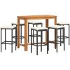 Bargrupp för trädgård 7 delar svart massiv akacia konstrottning vidaXL – miniatyr 2