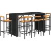 Bargrupp för trädgård 9 delar svart konstrotting & akacia vidaXL – miniatyr 3