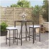 Bargrupp för trädgården 3 delar med dynor konstrotting svart vidaXL 70 cm table length – miniatyr 1