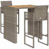Bargrupp för trädgården 3 delar utan dynor grå vidaXL 105 cm – miniatyr 2