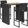 Bargrupp för trädgården 3 delar utan dynor svart vidaXL 105 cm – miniatyr 2
