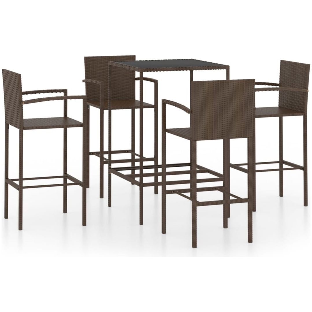 Bargrupp för trädgården 5 delar konstrotting brun vidaXL 70 cm table length – bild 2