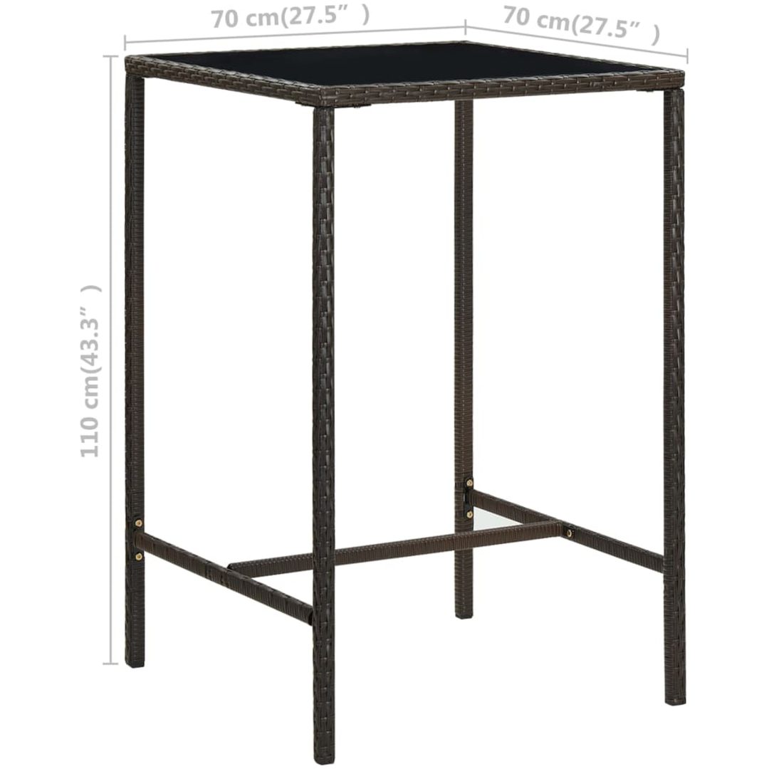 Bargrupp för trädgården 5 delar konstrotting brun vidaXL 70 cm table length – bild 11