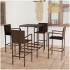 Bargrupp för trädgården 5 delar konstrotting brun vidaXL 70 cm table length – miniatyr 1