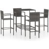 Bargrupp för trädgården 5 delar konstrotting grå vidaXL 70 cm table length – miniatyr 2