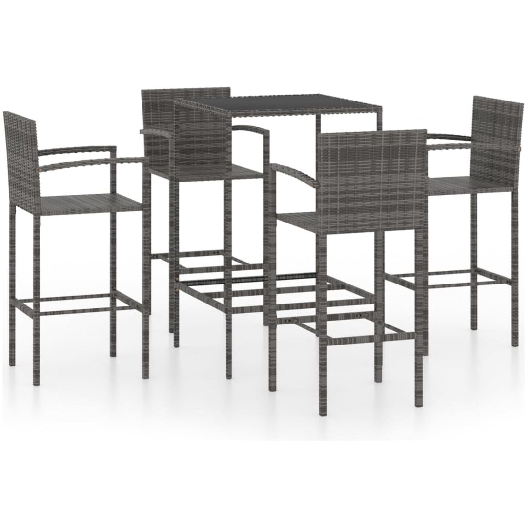 Bargrupp för trädgården 5 delar konstrotting grå vidaXL 70 cm table length – bild 2