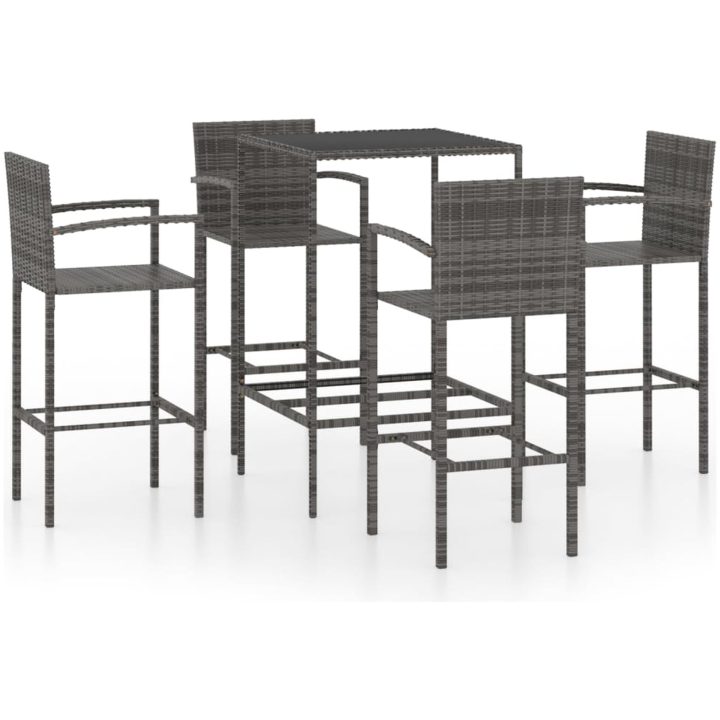 Bargrupp för trädgården 5 delar konstrotting grå vidaXL 70 cm table length – bild 2